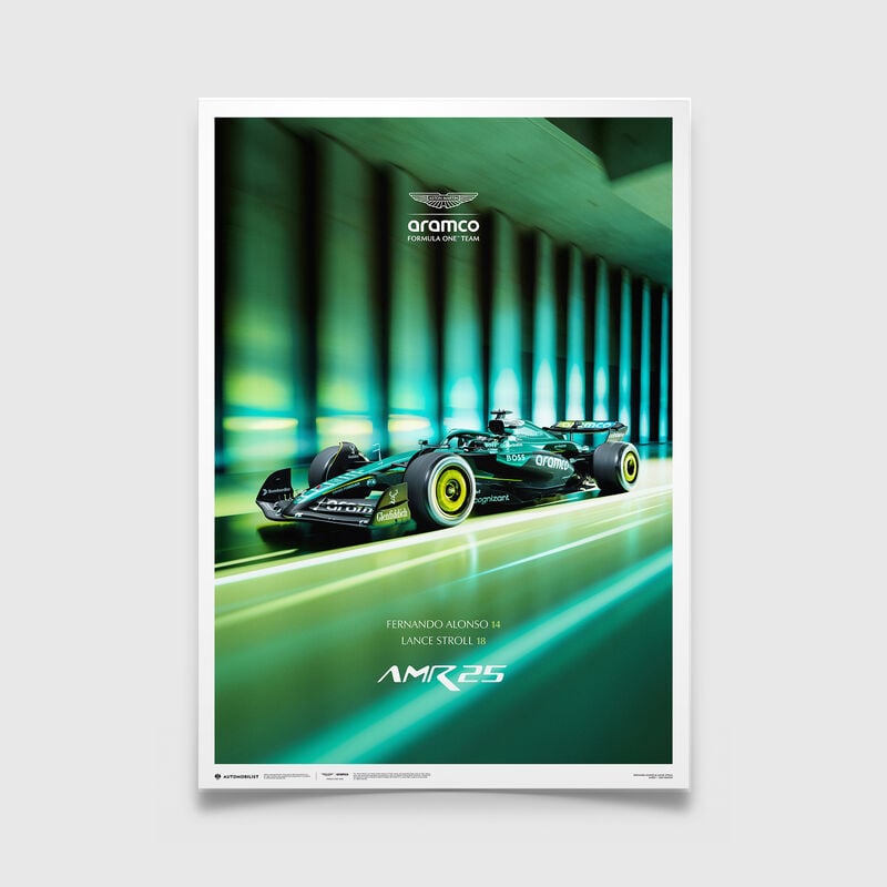 Aston Martin F1 Team AMR25 'Glow in the Dark' Launch Poster